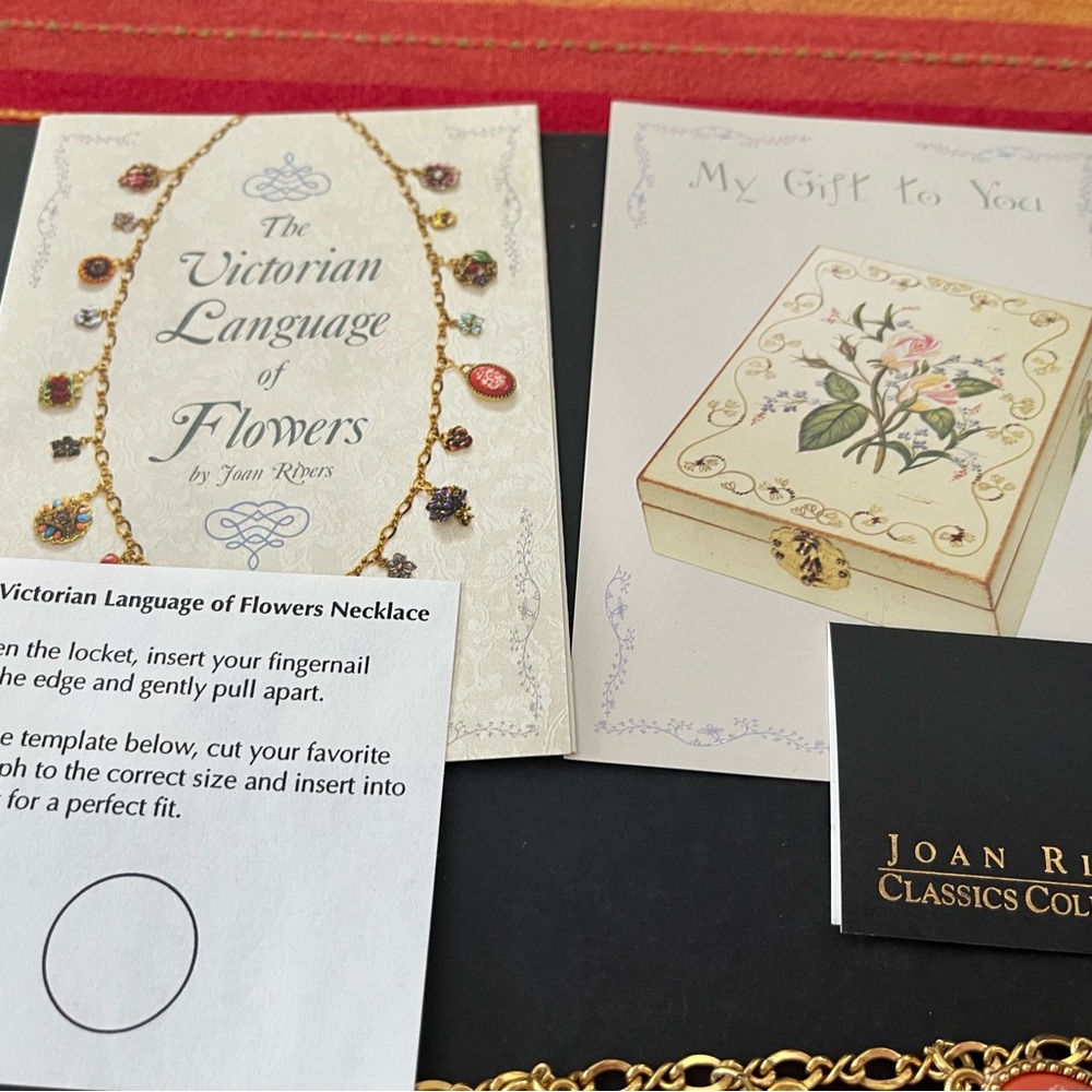 Vintage Joan Rivers Victorian Language of Flowers Necklace with Colorful Charms - Picture 3 of 11